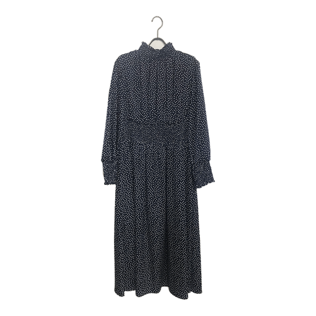 【送900円】　1709　Lois CRAYON　ロイスクレヨン　タックワンピース　プリーツ切替　ノースリーブ　ネイビー　M　背面ボタン